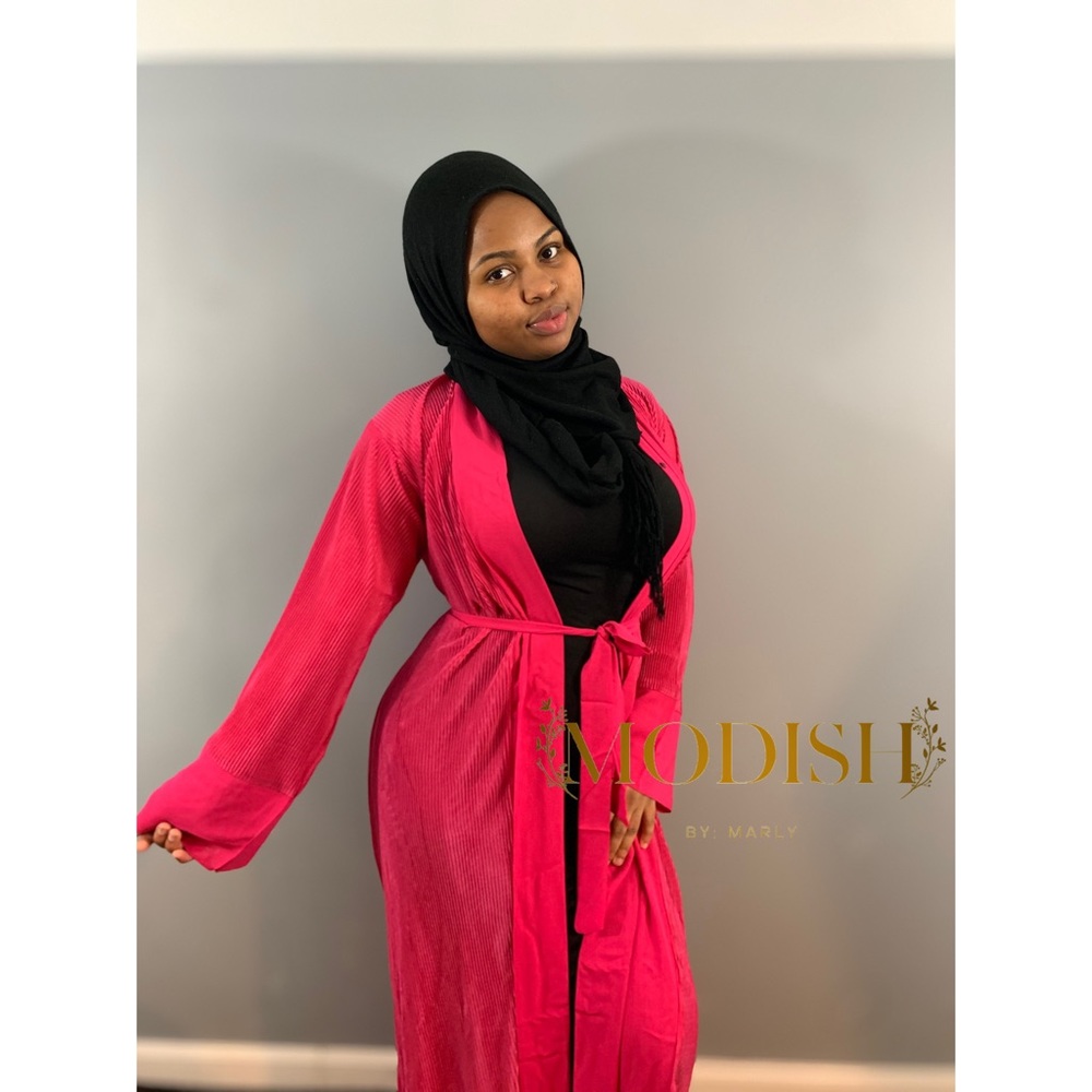 Hot pink open abaya